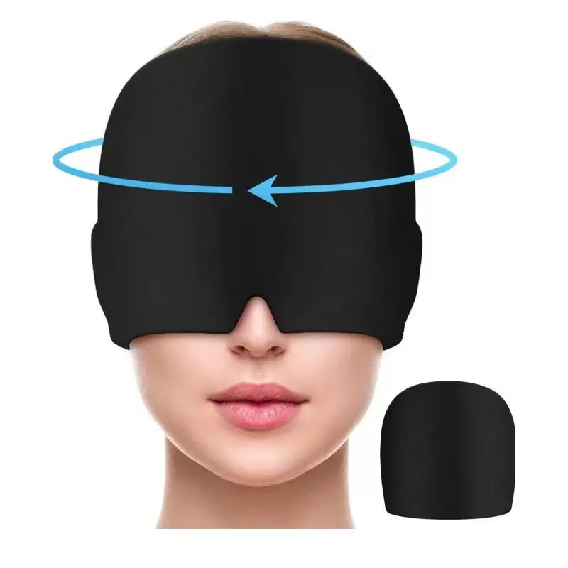 Gel ice compress eye mask relieves migraines, face mask cooling and soothing therapeutic cap, high-quality head cover can be labeled