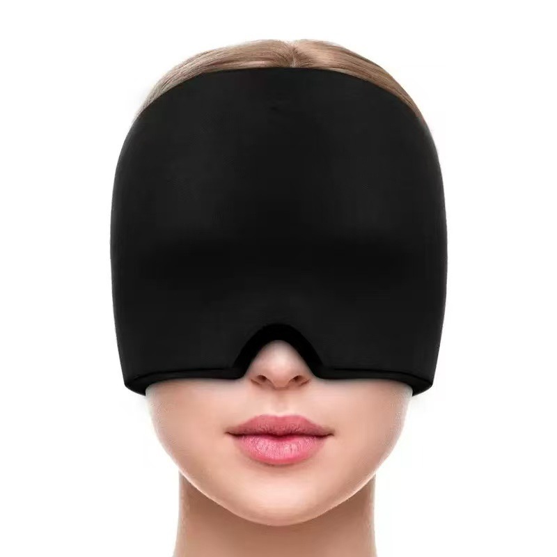 Gel ice compress eye mask relieves migraines, face mask cooling and soothing therapeutic cap, high-quality head cover can be labeled